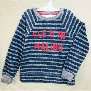 Roxy Girl Gray Sweatshirt with Blue Stripes